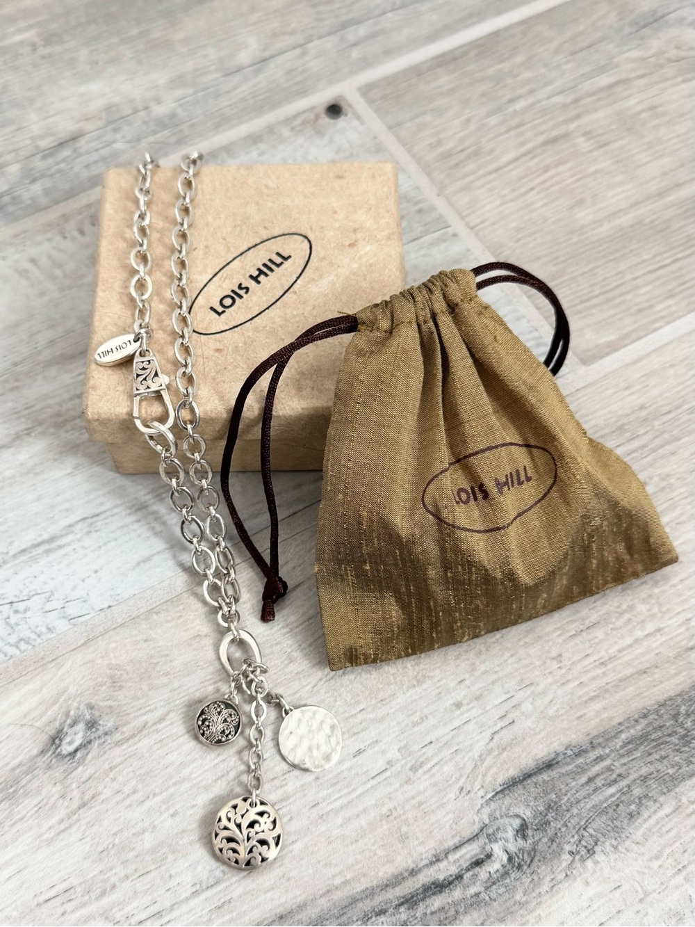 Louis Hill Sterling Silver Link Pendant Charm Dangle Necklace